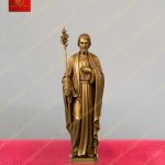Tượng Thánh Giuse cầm gậy có bó hoa huệ nở rộ chất liệu đồng cao 40cm