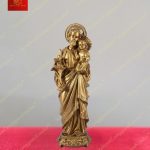 Tượng Thánh Giuse bế Chúa Hài Đồng chất liệu đồng cao 35cm