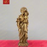 Tượng Thánh Giuse bế Chúa Hài Đồng chất liệu đồng cao 35cm