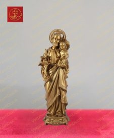 Tượng Thánh Giuse bế Chúa Hài Đồng chất liệu đồng cao 35cm