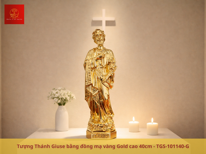 Tượng Thánh Giuse mạ vàng sang trọng