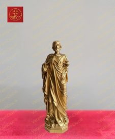 Tượng Thánh Giuse ôm hoa, tay ôm sách chất liệu đồng cao 55cm