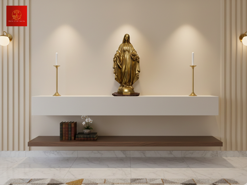 Tượng Đức Mẹ Ban Ơn Kim Ân nâng tầm thẩm mỹ nội thất