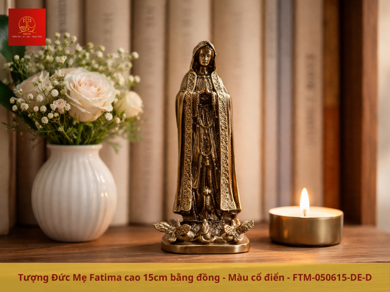 Tượng Đức Mẹ Fatima đồng mang lại cảm giác tĩnh lặng và linh thiêng