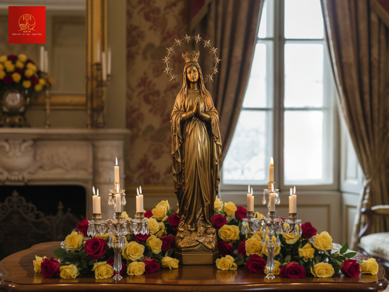 Tượng Đức Mẹ đúng thần học với tư thế chắp tay cầu nguyện