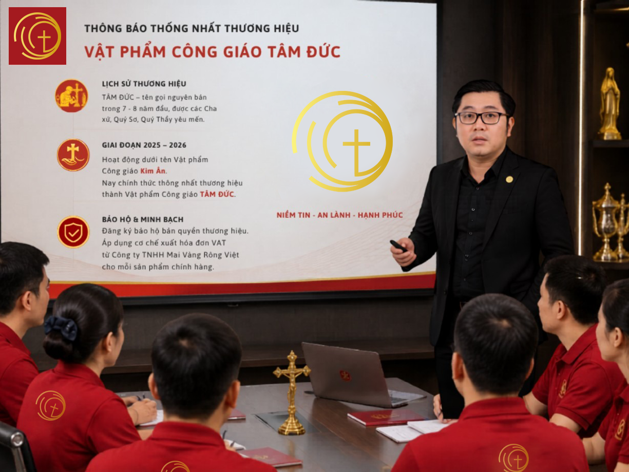 CEO Nguyễn Farin thông báo tên thương hiệu: Vật phẩm Công giáo Tâm Đức