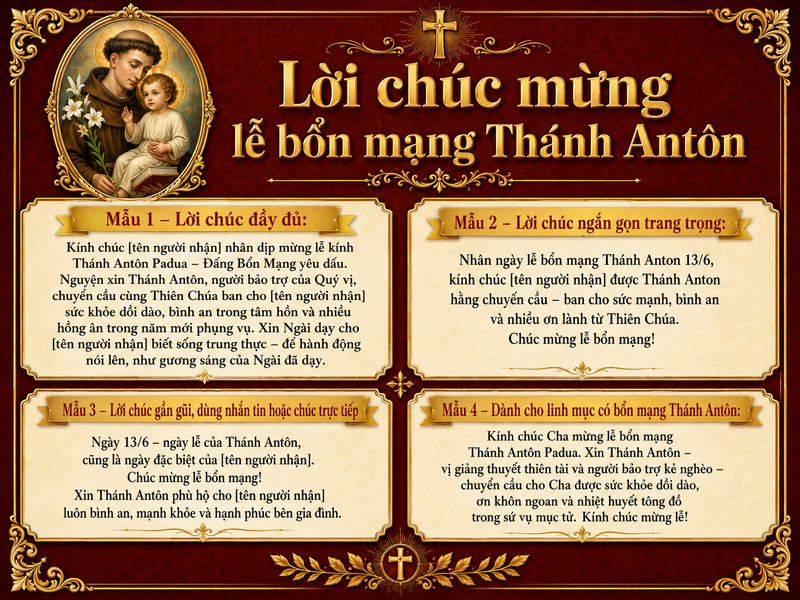 Lời chúc lễ Bổn Mạng Thánh Antôn