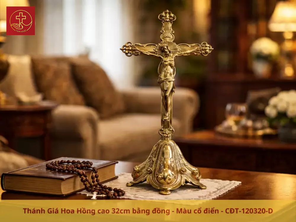 Mẫu Thánh giá Hoa Hồng cao 32cm