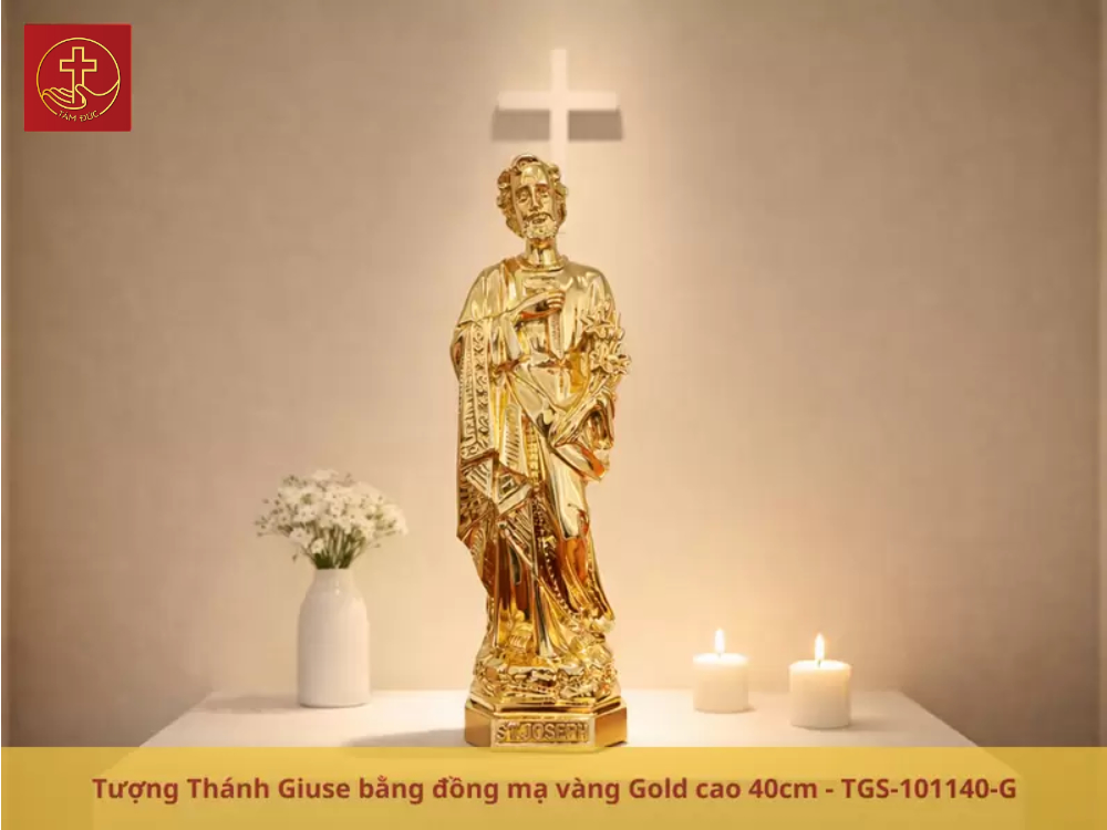 Tượng Thánh Giuse mạ vàng sang trọng